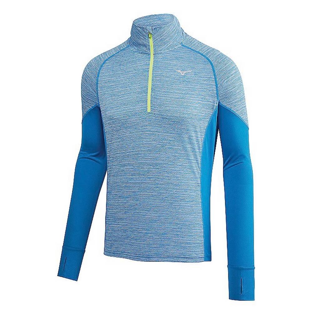 Panske Treningove Oblecenie Mizuno Alpha Long Sleeve Half Zip Modre Vypredaj NKEJ74693